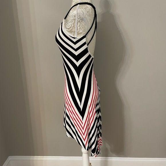 Bebe hi low Red Black & White Stripes dress size XS - Picture 2 of 7